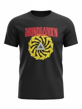 Sound garden Black Graphic Band Tee - Yellow Logo